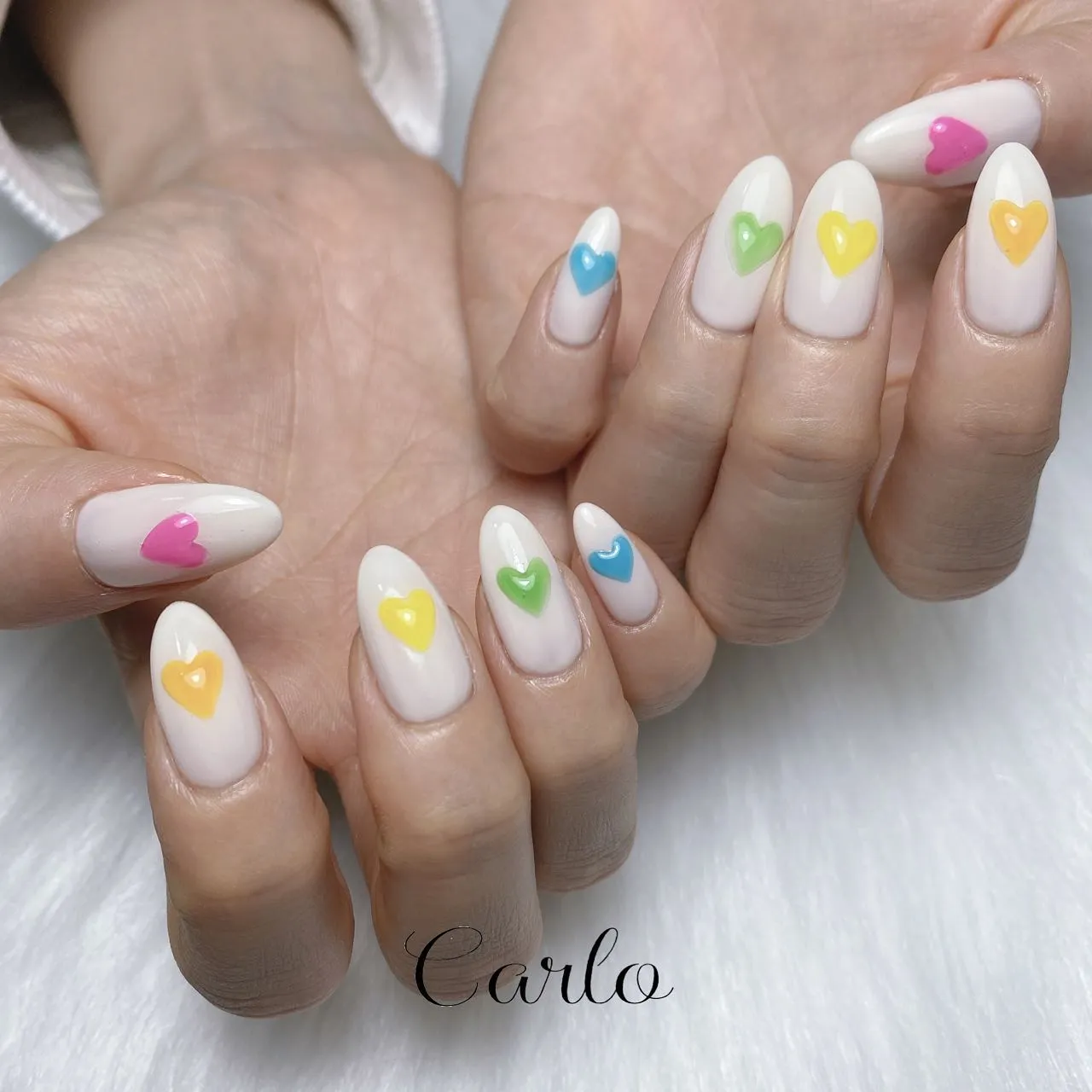 【ぷっくりハートネイル】所沢市ネイルサロン|Carlo